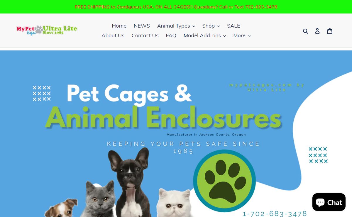 Ultra Lite Animal Enclosures | Cat cages | Custom Pet cages | My Pet Cages