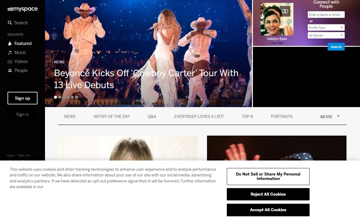 Featured Content on Myspace