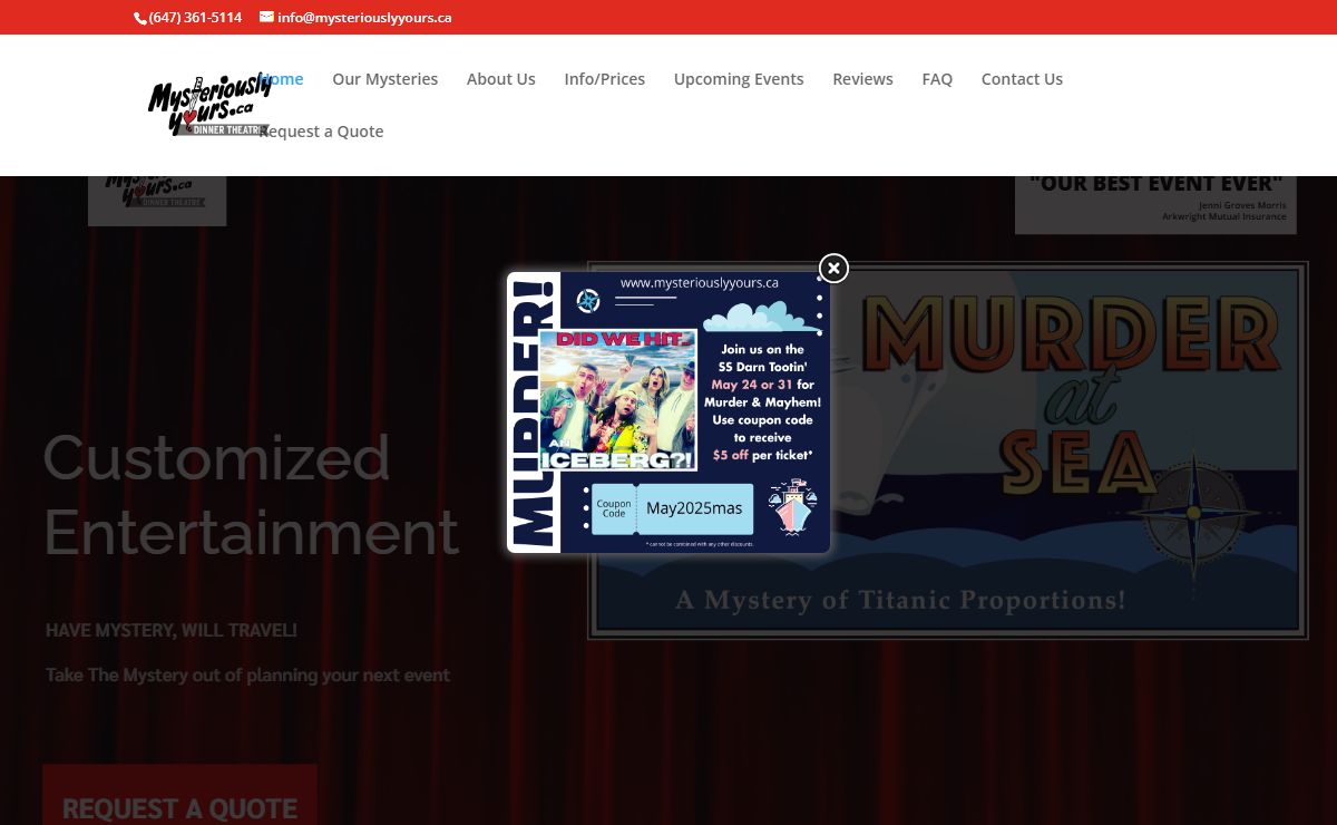 Mysteriously Yours | Mystery Dinner Theatre