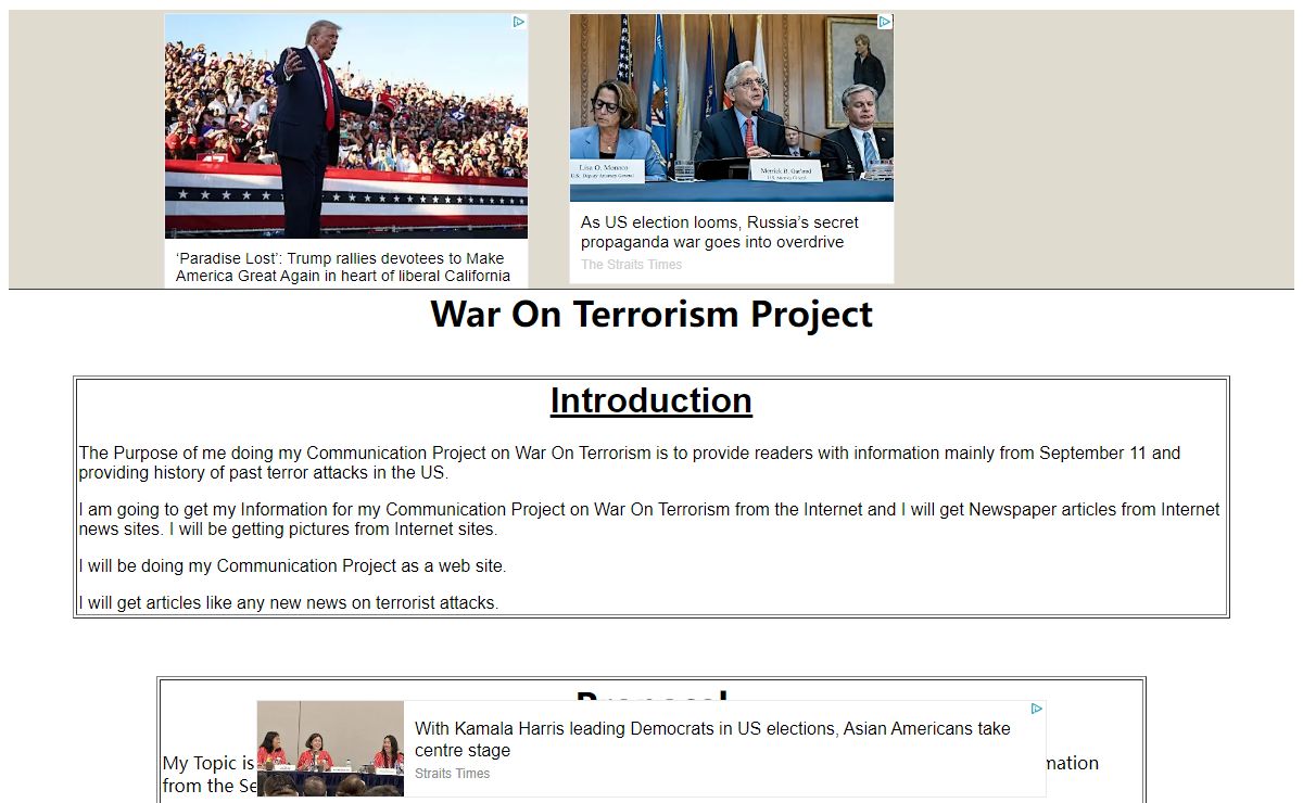 War On Terrorism Project