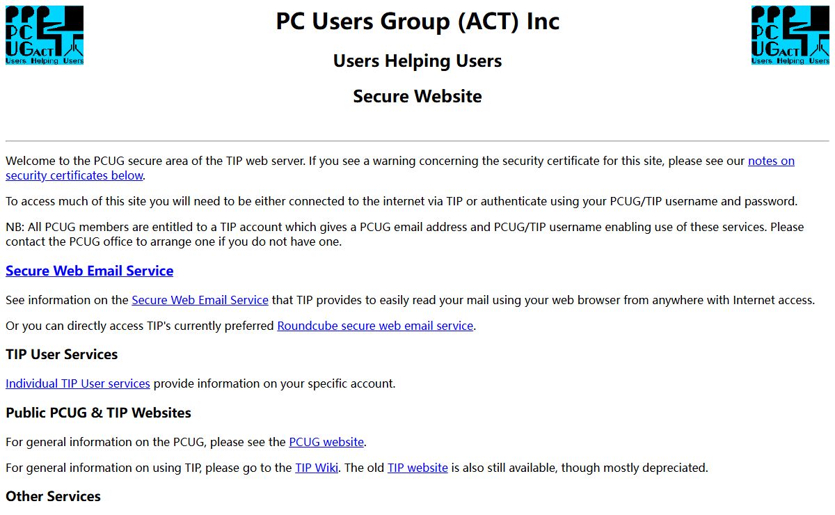 PCUG/TIP Secure Web Server