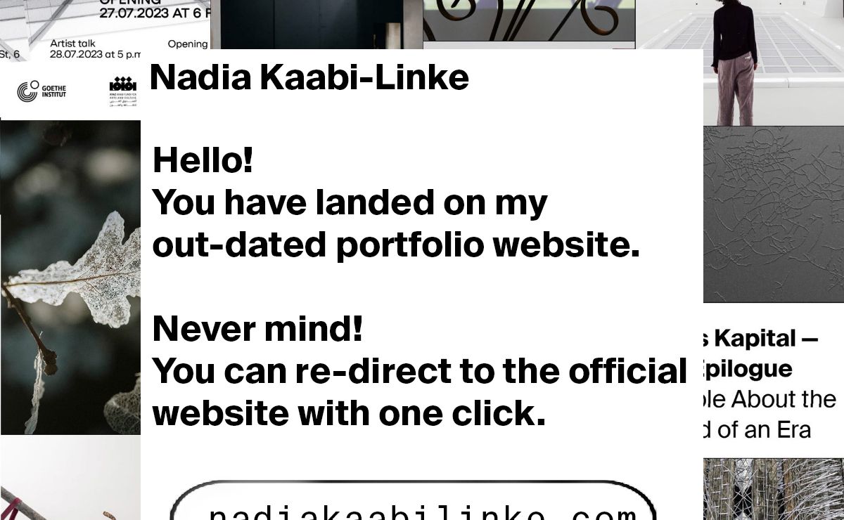 Redirection to the official Site of Nadia Kaabi-Linke Studio