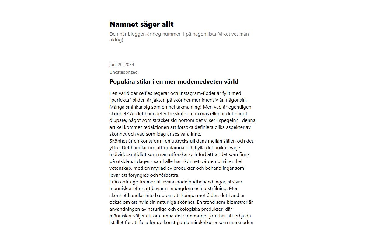 Namnet säger allt - Den här bloggen är nog nummer 1 på någon lista (vilket vet man aldrig)