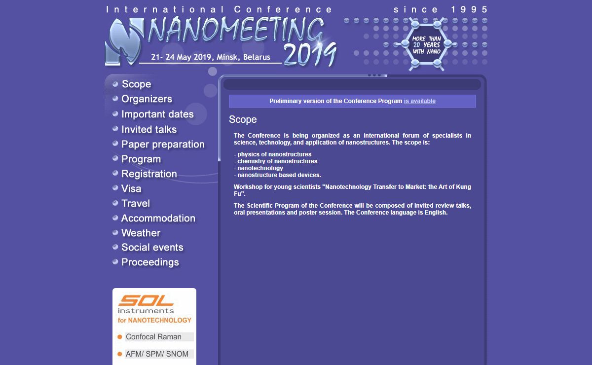 ::: NANOMEETING - 2019 ::: - International conference - Scope