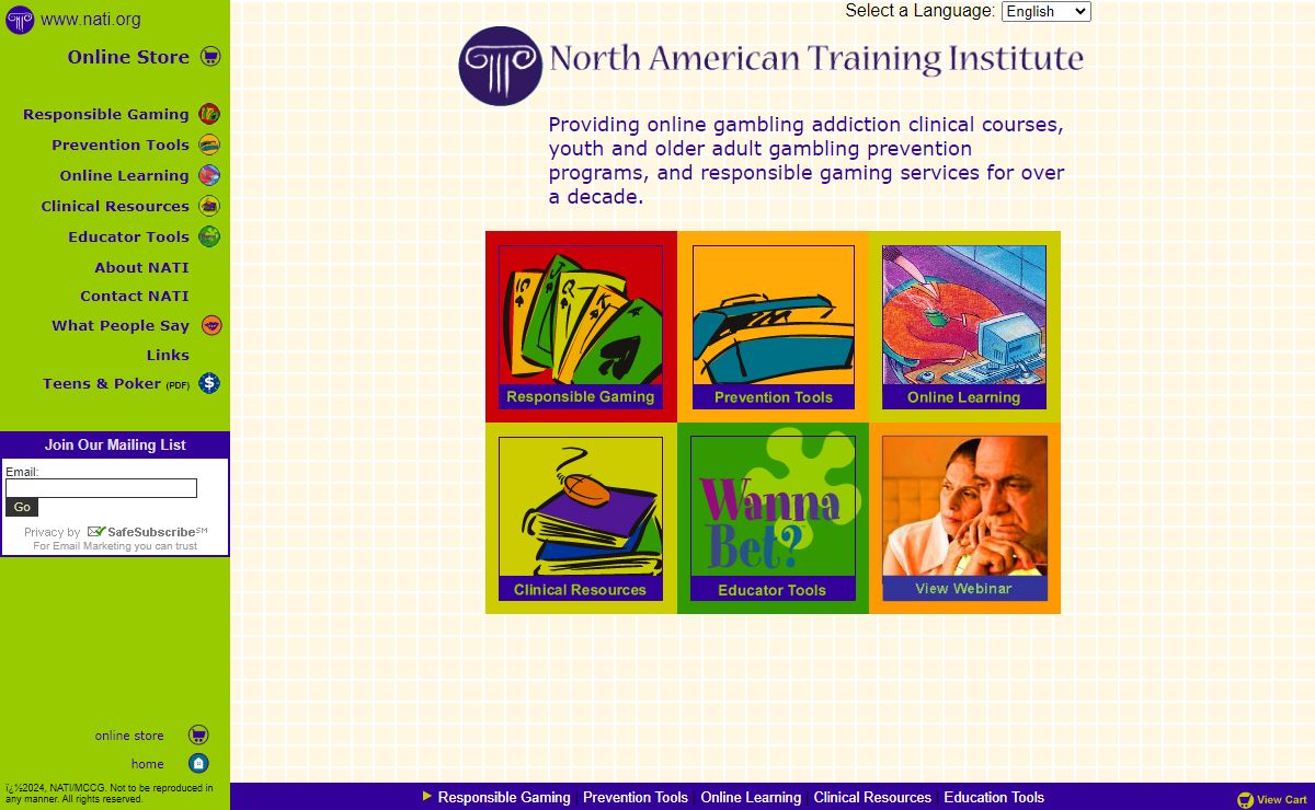 Problem Gambling Education and Training Services by the North American Training Institute