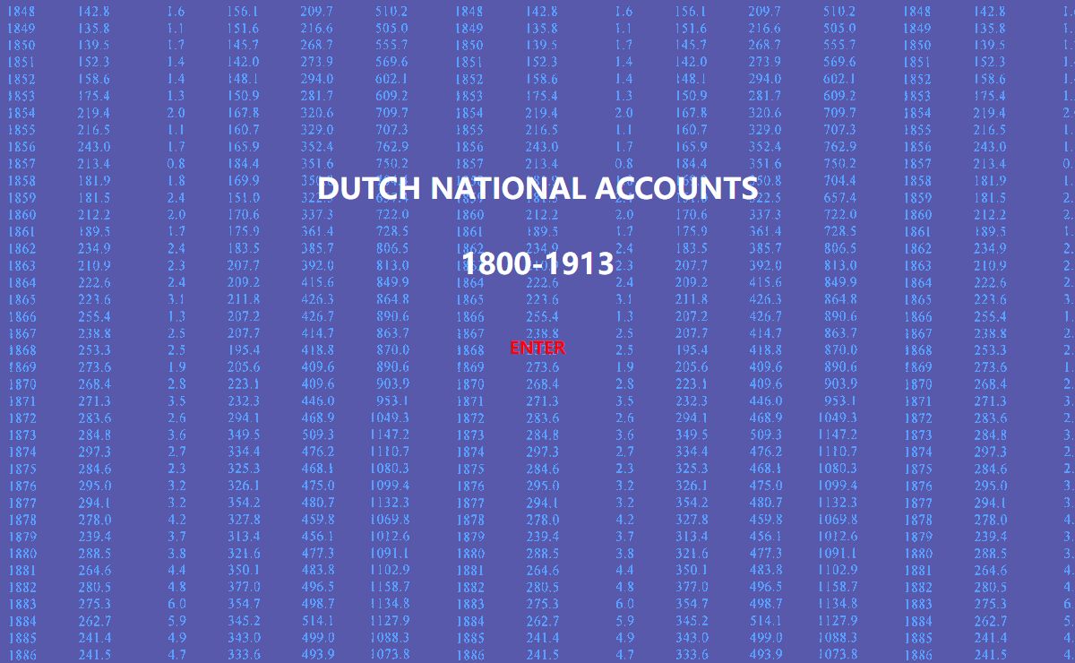 NATIONAL ACCOUNTS OF THE NETHERLANDS, 1800-1913