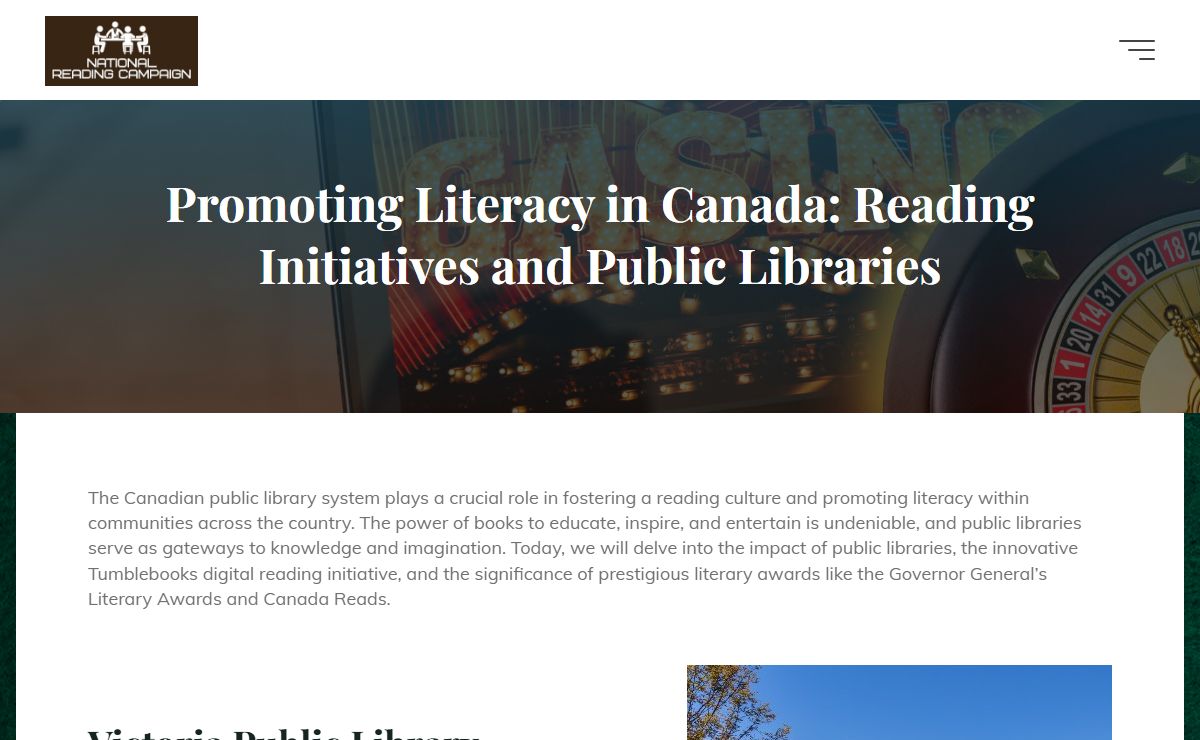 Promoting Literacy in Canada: Popular Public Libraries