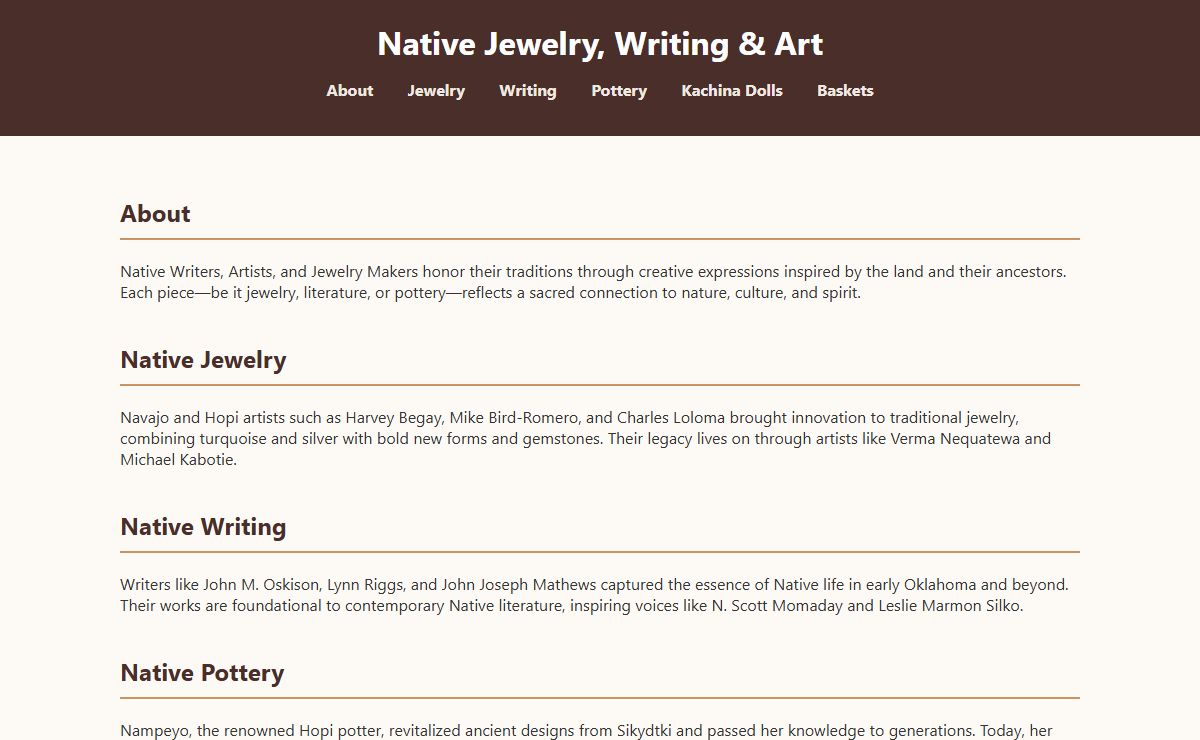 Native Jewelry Writing & Art