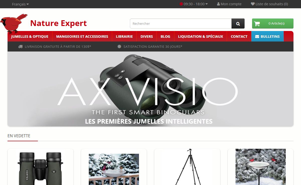 Nature Expert: Magasin en ligne au Canada - Produits pour oiseaux, Mangeoires, Mangeoire à cardinal, Jumelles, Optique, Ornithologie & plus | Nature Expert