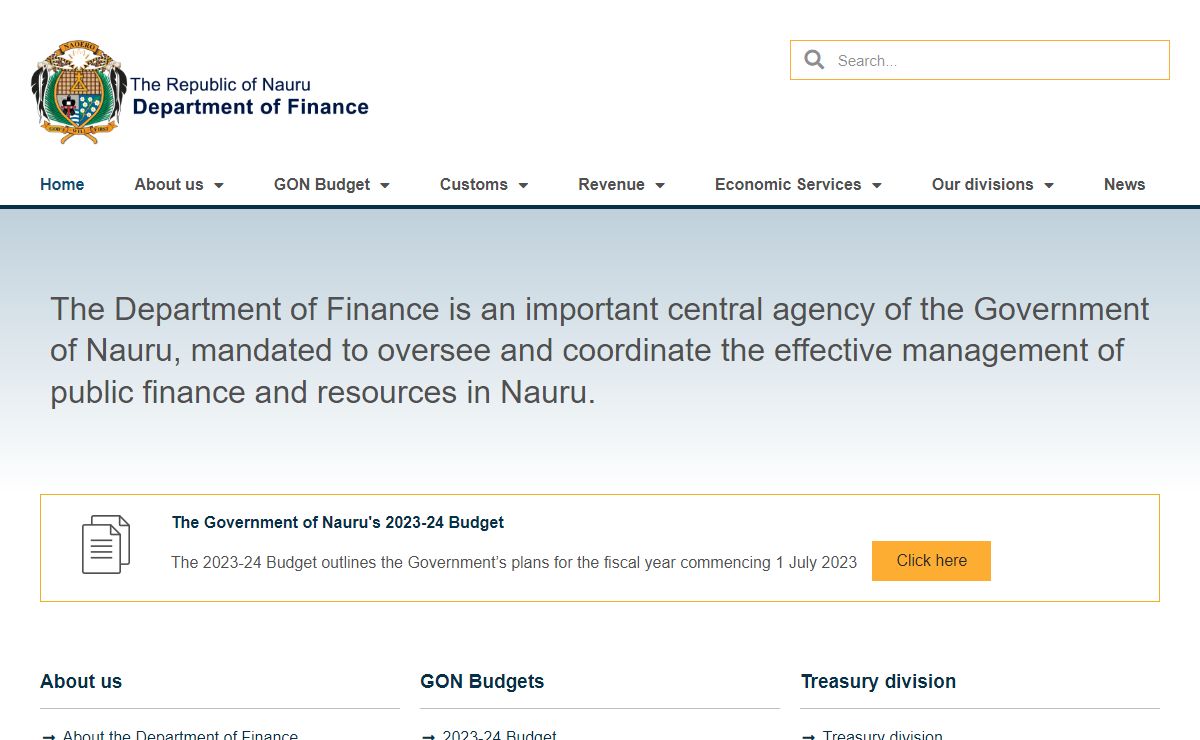 Home - Department of Finance - Nauru