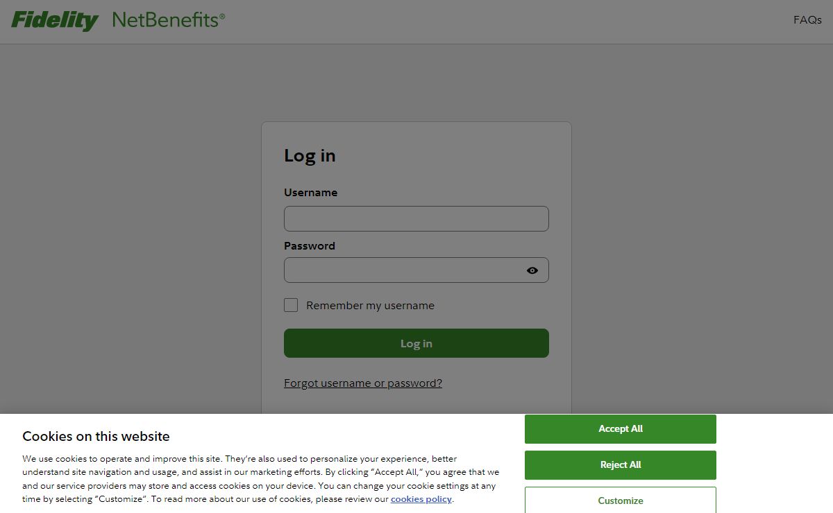 Log In to Fidelity NetBenefits