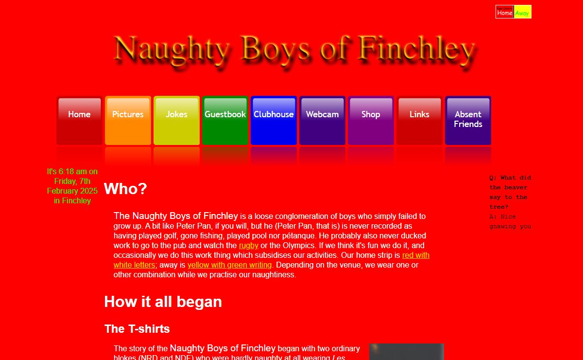 Naughty Boys of Finchley Homepage