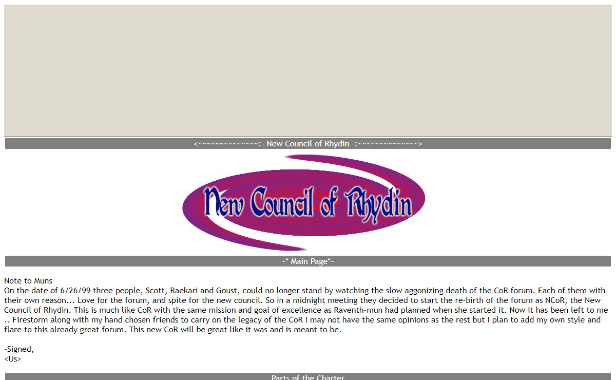New Council of Rhydin - Main Page