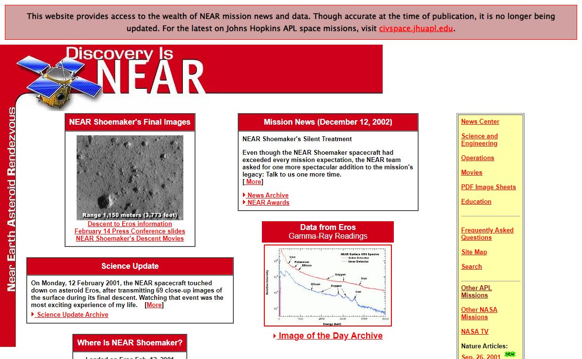 Near Earth Asteroid Rendezvous Mission