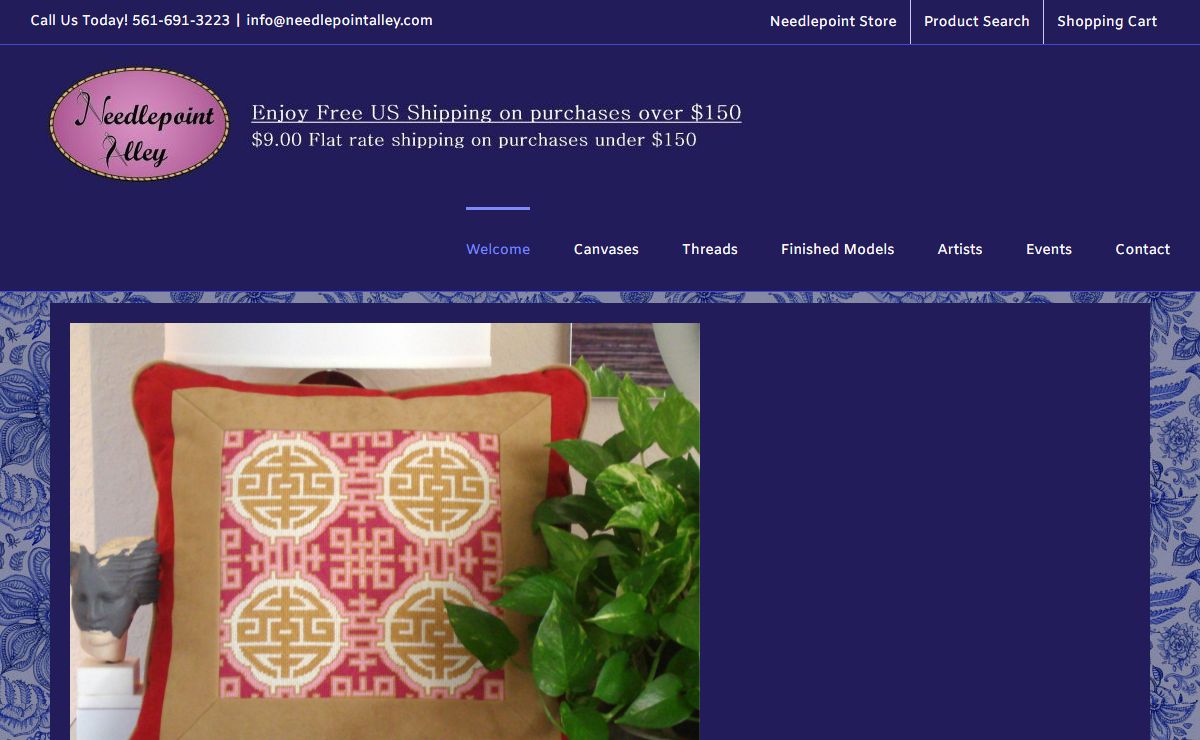 Needelpoint Alley – Buy hand painted needlepoint canvases, Classic Silk & Ivory, Vineyard Silk, Planet Earth and DMC Pearl Cotton