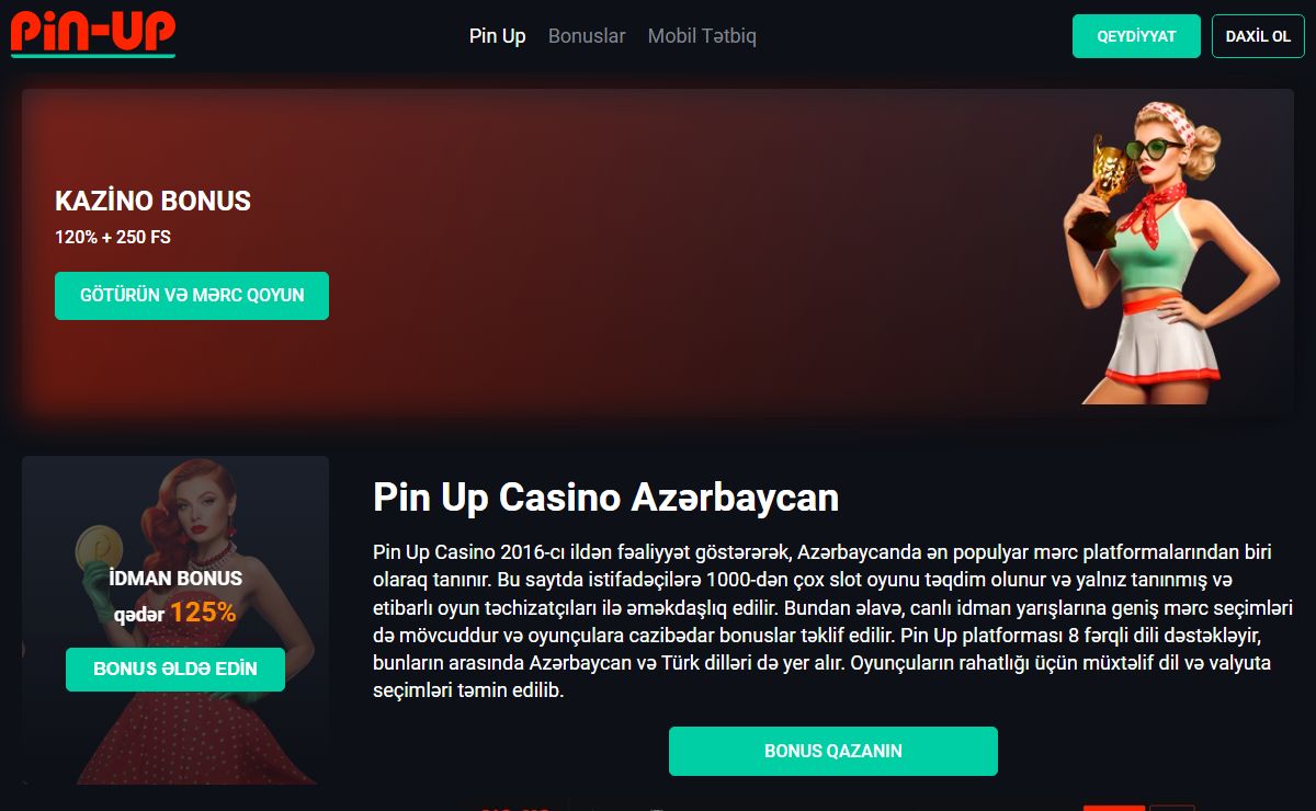 Pin Up Casino Azərbaycan İlk Depozit Bonusu + 125% Və 250 FS