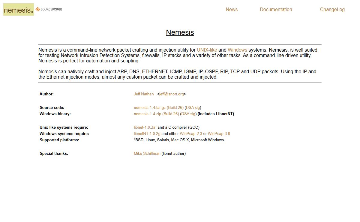 nemesis.sourceforge.net - Packet injection tool suite