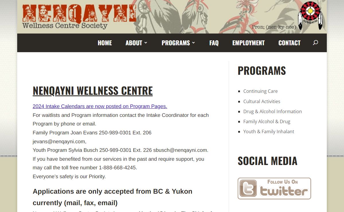 Nenqayni Wellness Centre Society | Social services organization in Williams Lake, British Columbia.