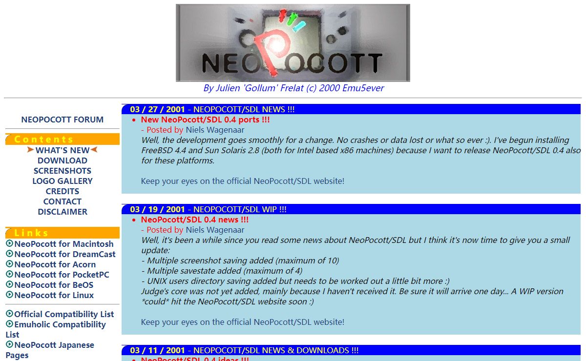 NeoPocott, the SNK Neogeo Pocket & Neogeo Pocket Emulator
