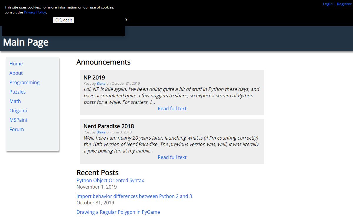 Main Page : Nerd Paradise
