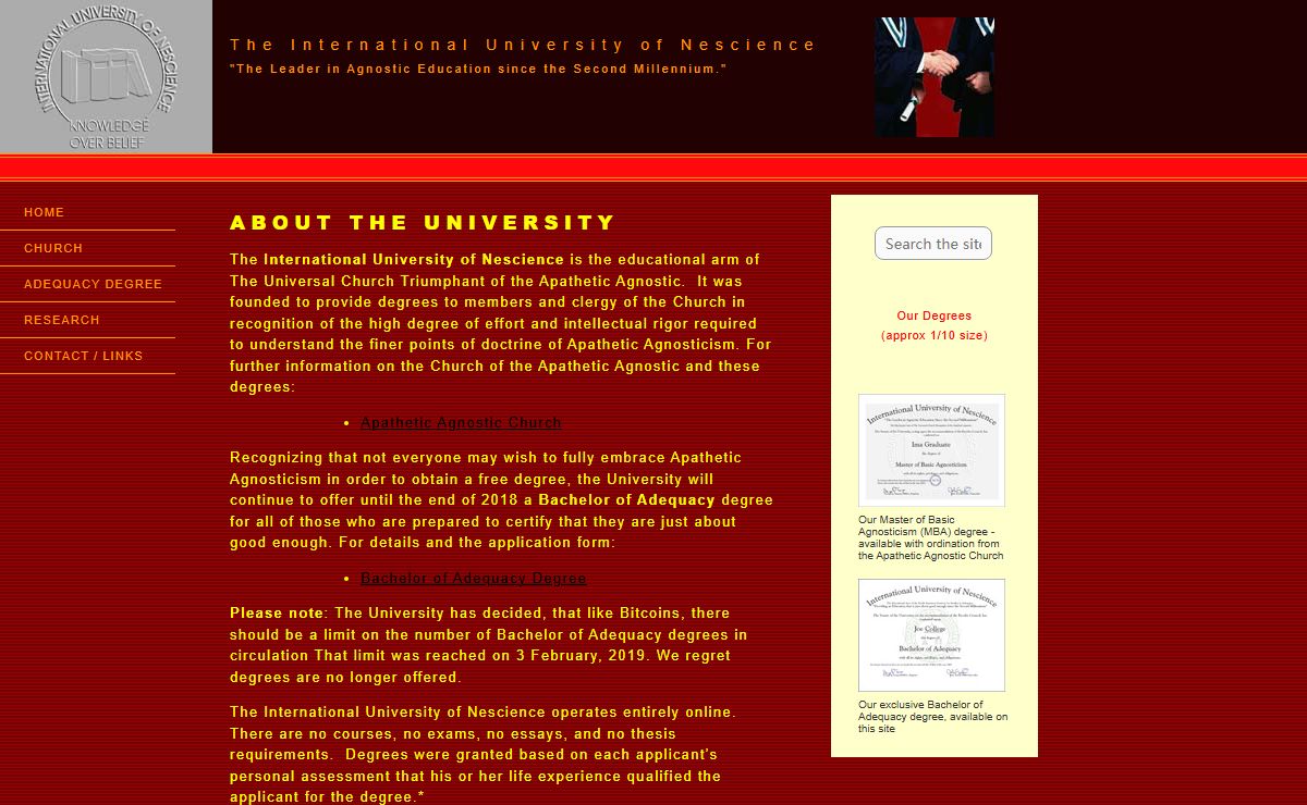 The International University of Nescience