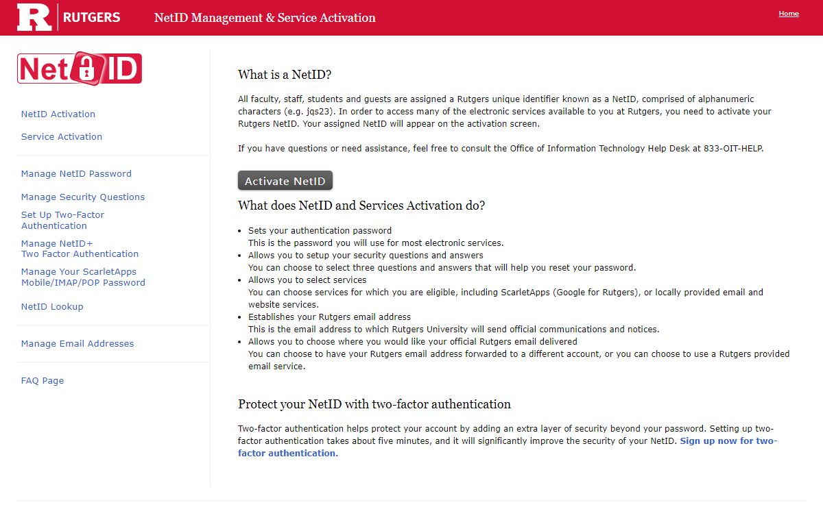 NetID Management | Rutgers University