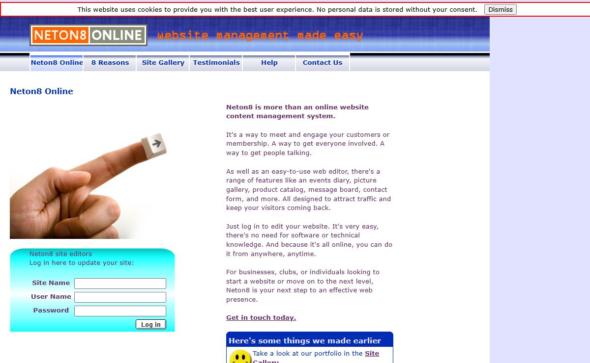 Online Content Management :: Website Builder and Content Management System :: NETON8 Online Website Content Manager