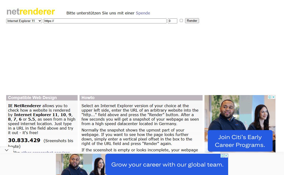 IE NetRenderer - Internet Explorer Compatibility Check - /