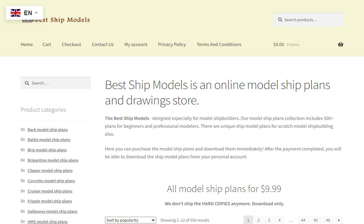 Best Ship Models is an online model ship plans and drawings store.