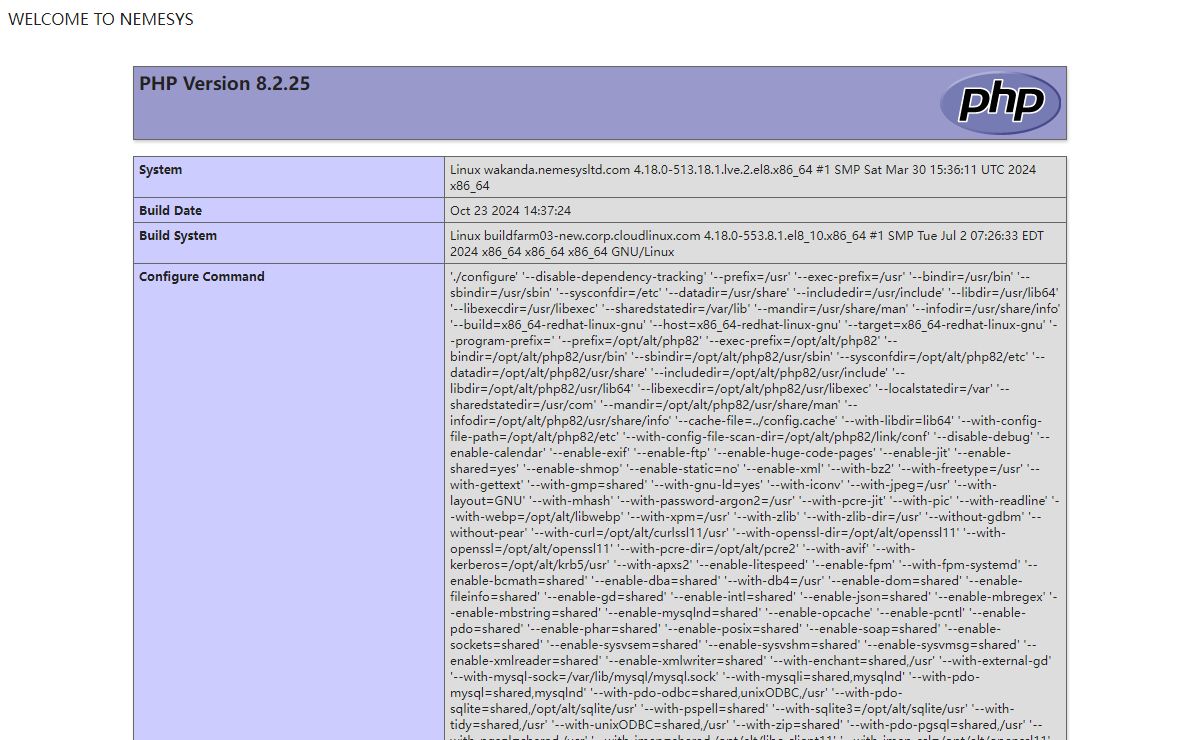 PHP 8.2.25 - phpinfo()
