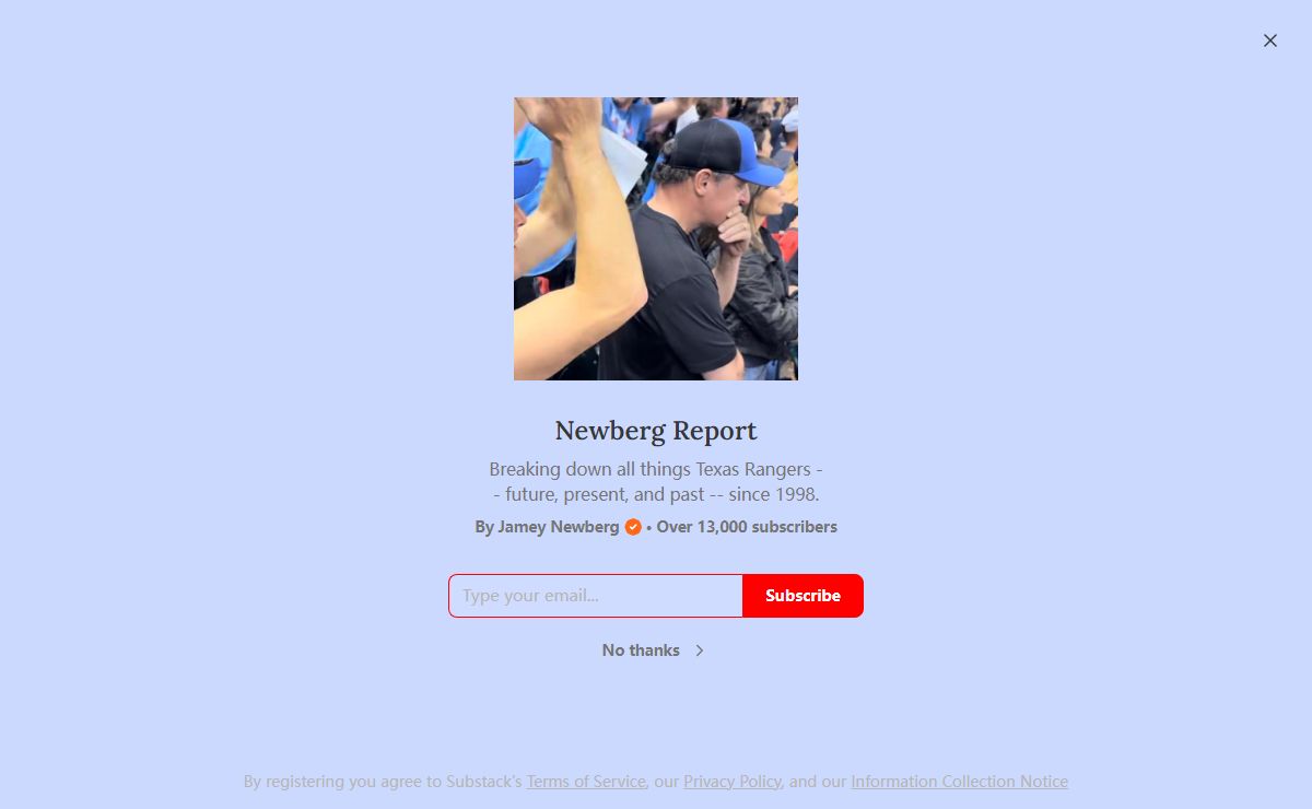 Newberg Report, a Texas Rangers baseball blog | Jamey Newberg | Substack