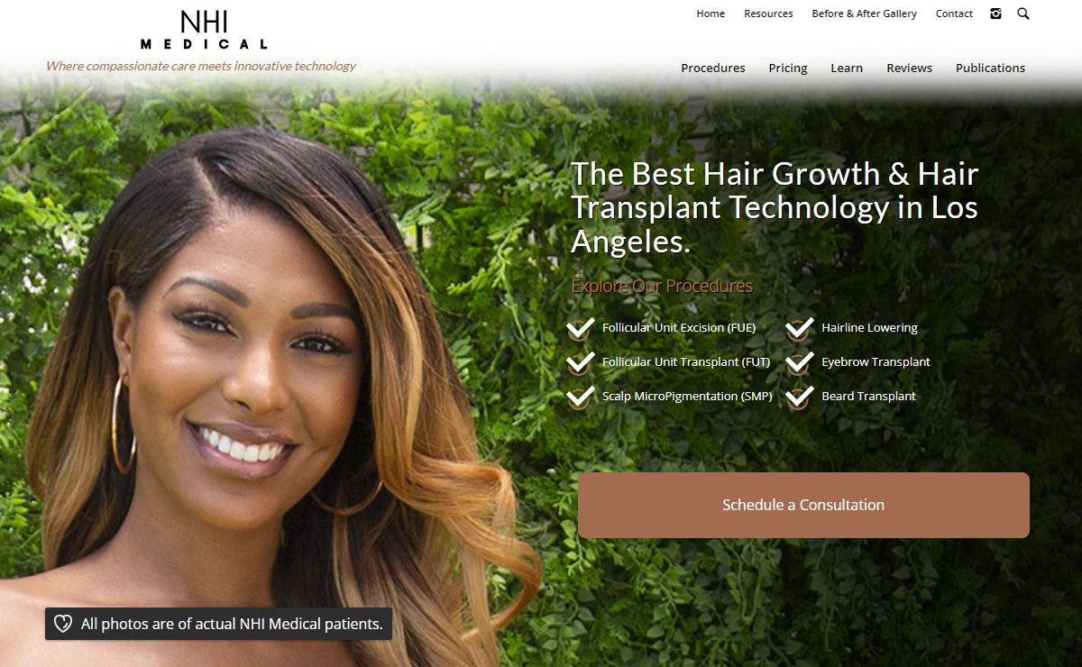 NHI Medical | World Renowned Hair Restoration Doctors | New Hair Institute Medical Group specializing in FUE, FUT, SMP