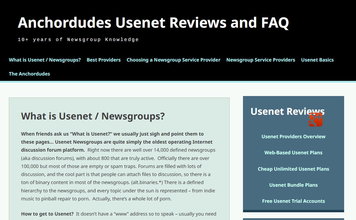Anchordudes Usenet Reviews and FAQ – 10+ years of Newsgroup Knowledge