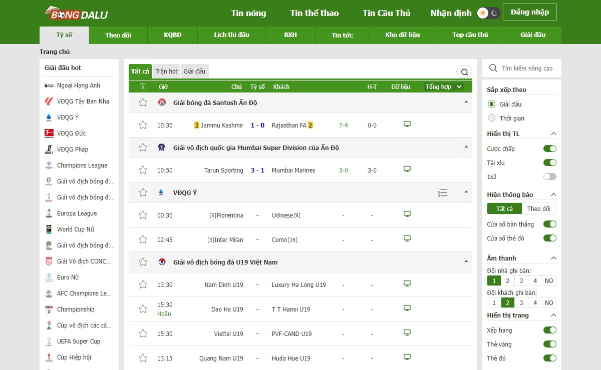 Bongdalu | Tỷ lệ kèo bóng đá trực tuyến | Livescore bong da lu