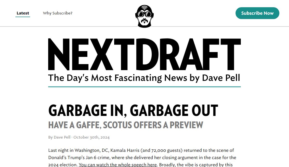 NextDraft – Real News Daily by Dave Pell, Managing Editor, Internet