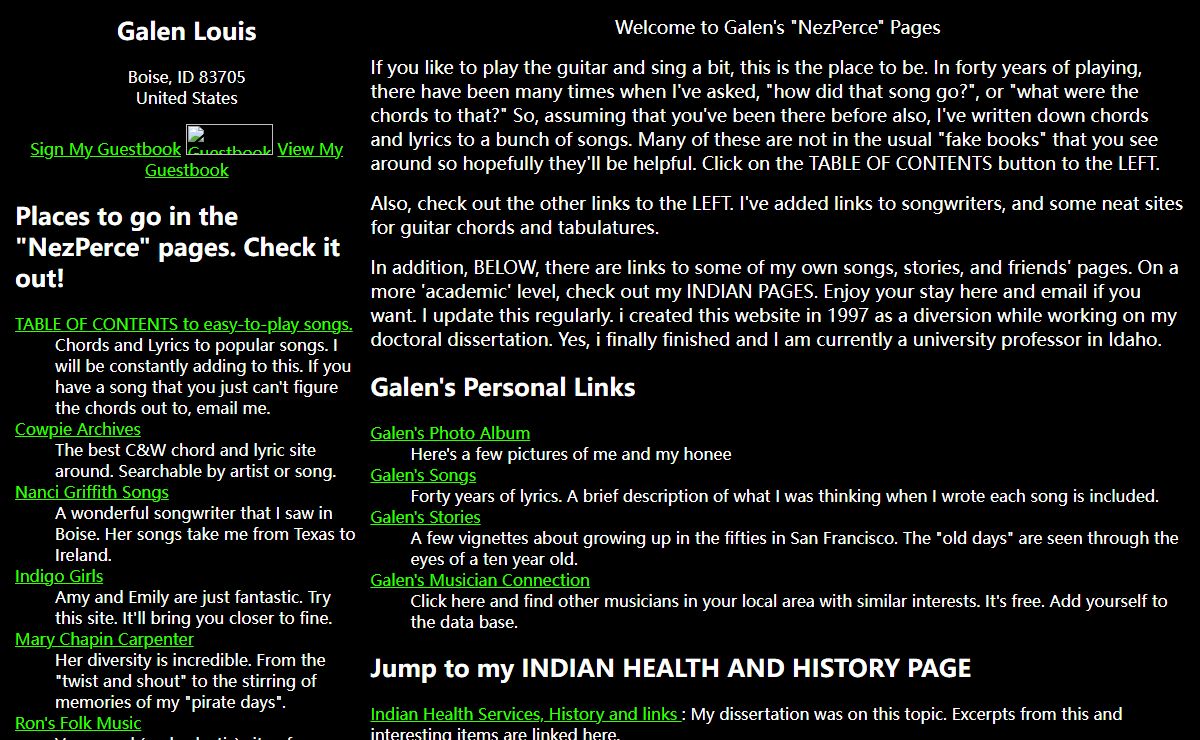 Galen Louis Guitar Chords and Indian History