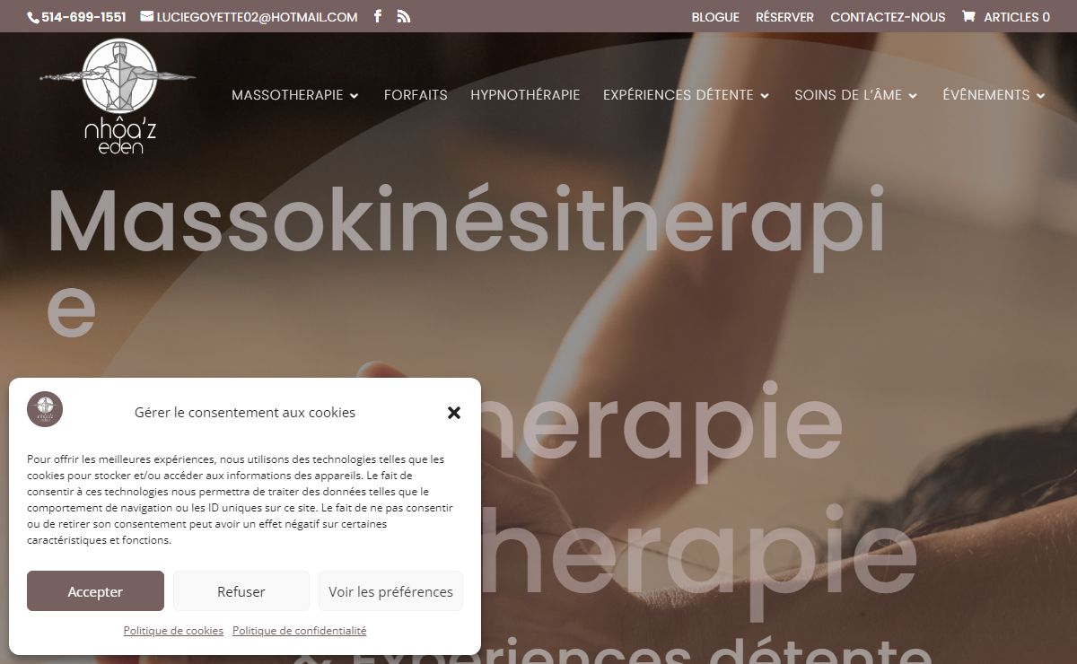 Accueil - Nhôa'z Eden| Massothérapie, Kinésithérapie| Orthothérapie| hypnose| Reiki
