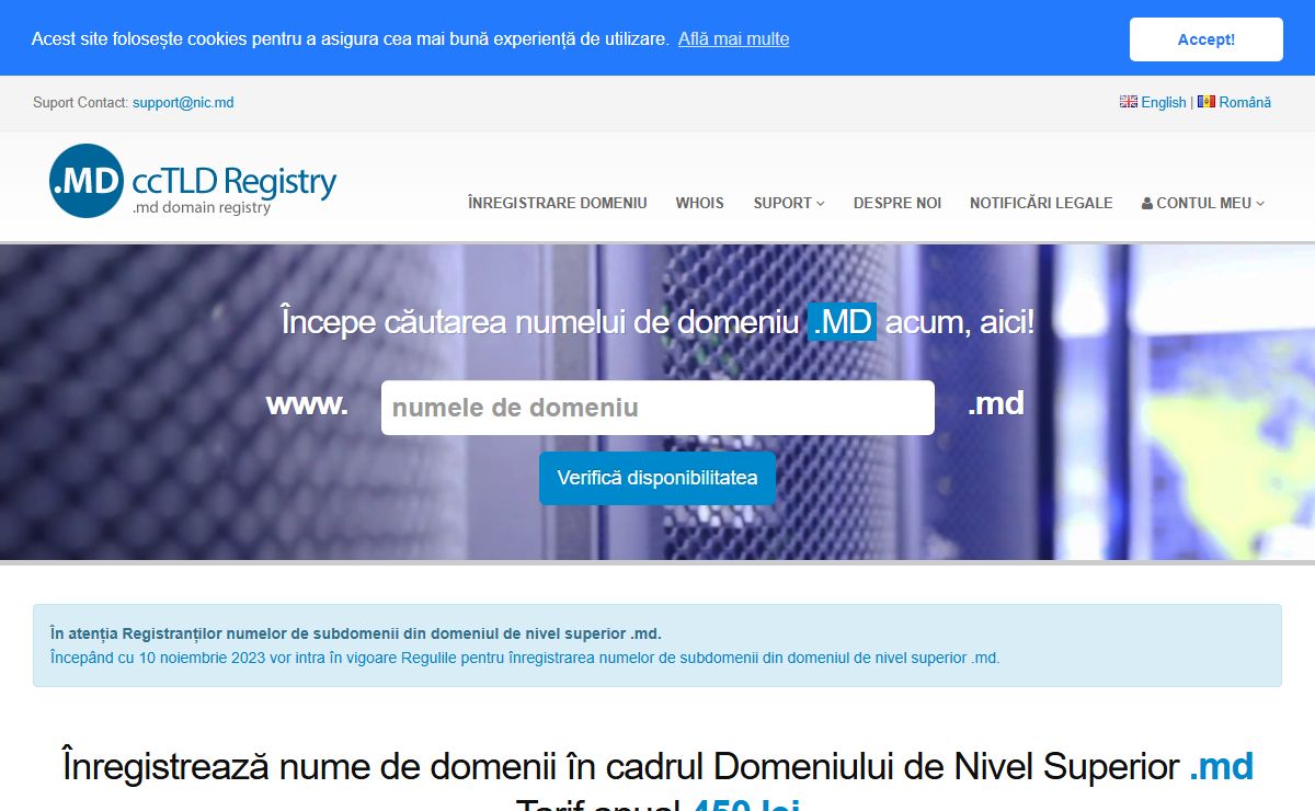 .MD ccTLD Registru, Inregistare domeniu .MD