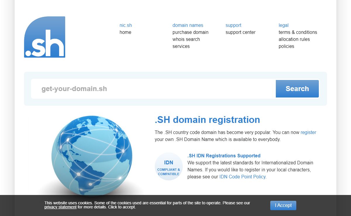 NIC.SH - The Official .SH Domain Registry and Network Information Centre