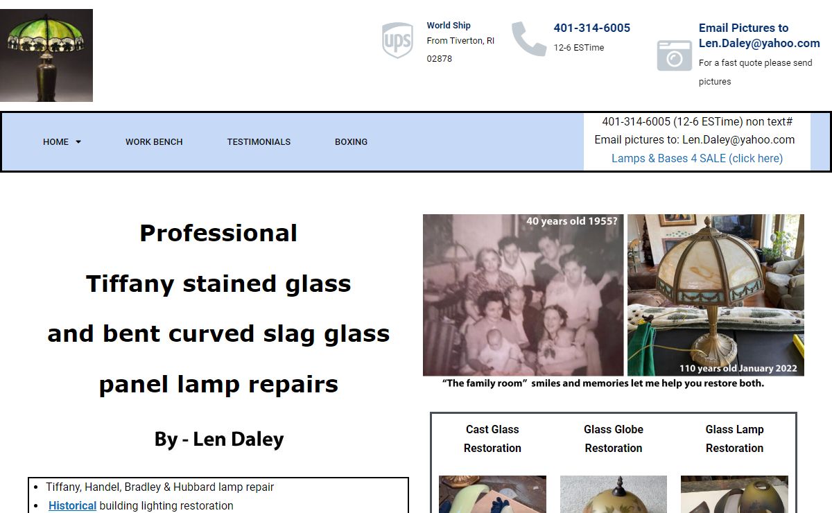 100 Professional Tiffany-Slag curved glass repairs