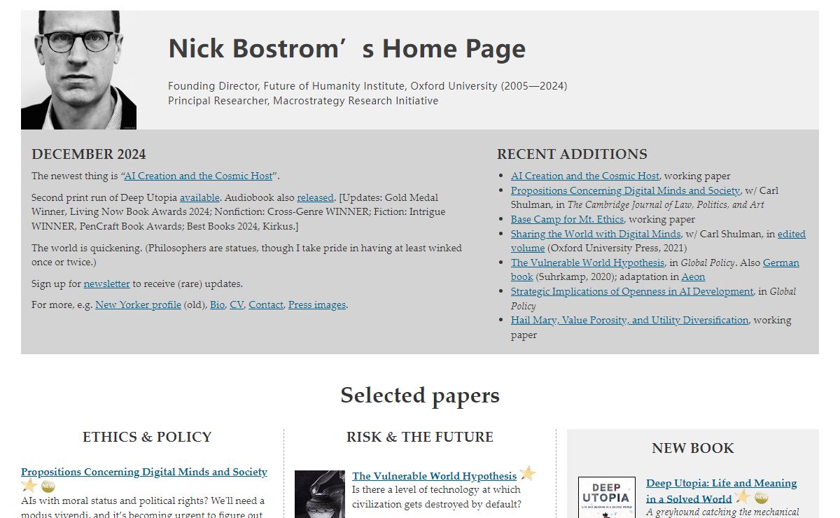 Nick Bostrom’s Home Page