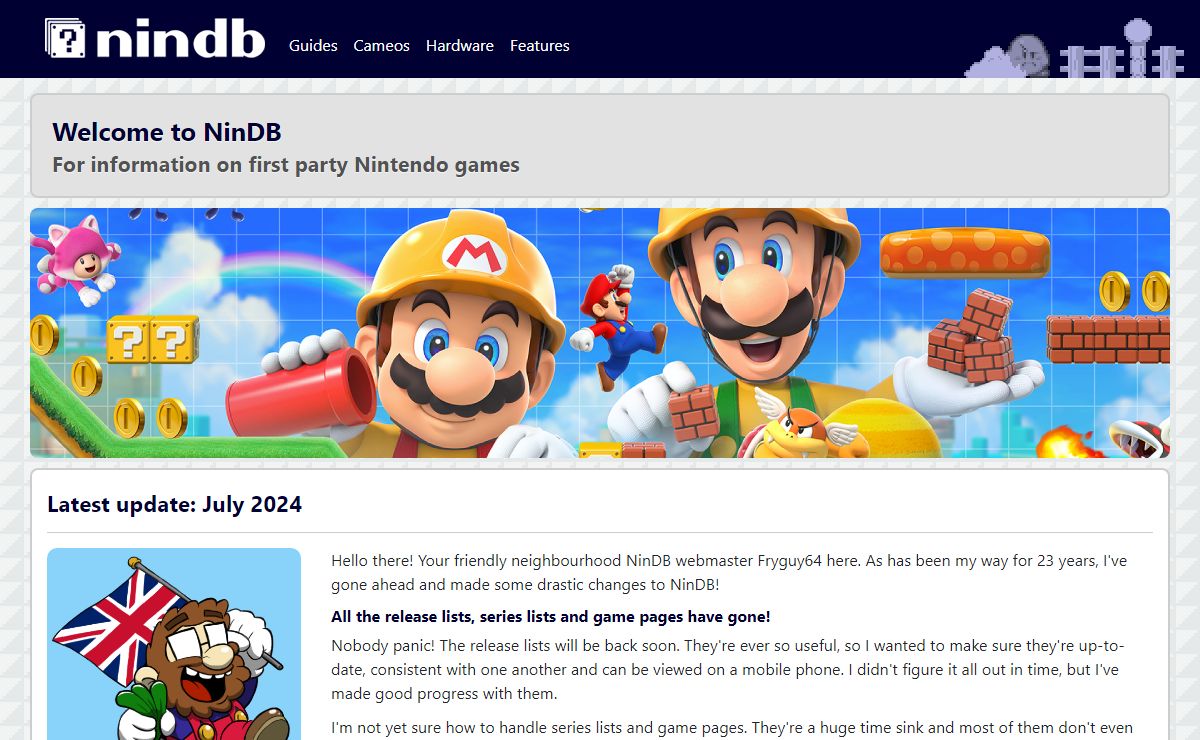 NinDB: Information on First Party Nintendo Games
