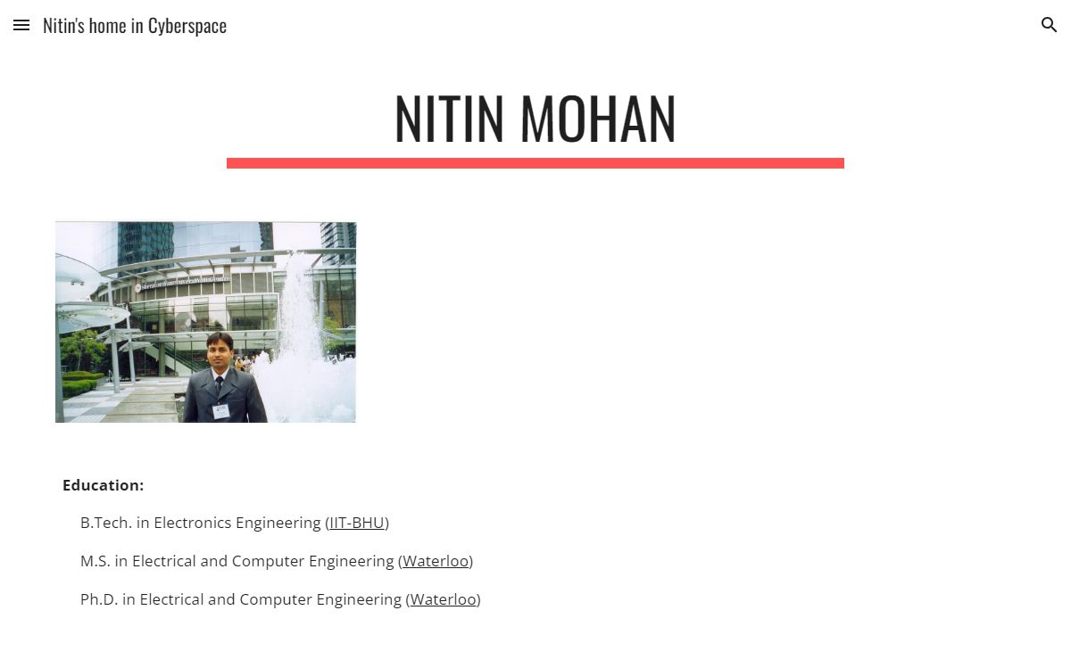 Nitin's home in Cyberspace
