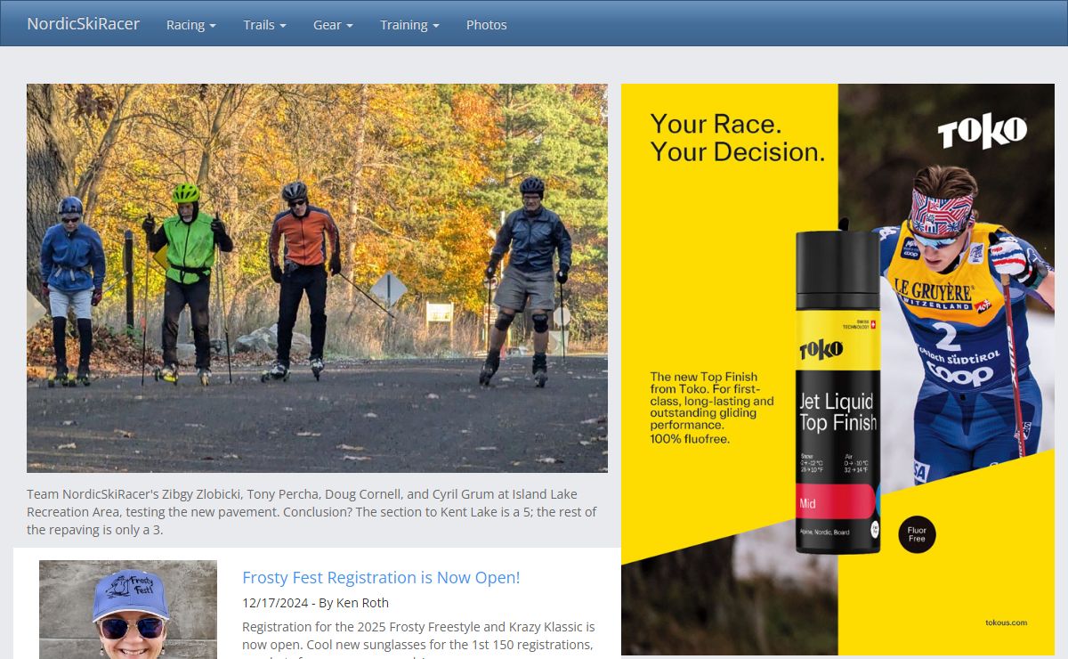 Nordic Ski Racer - Cross country skiing and ski racing plus training tips, ski trail conditions, gear reviews and more.