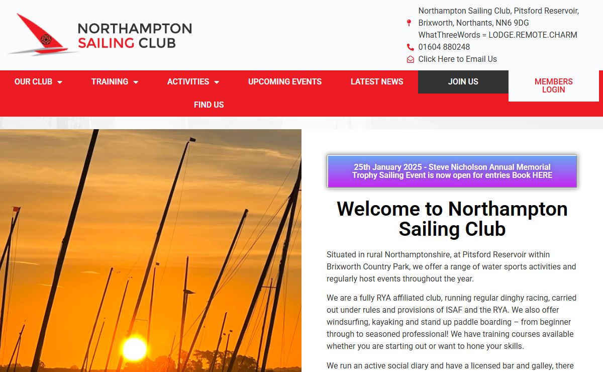Northampton Sailing Club – Based at Pitsford Reservoir