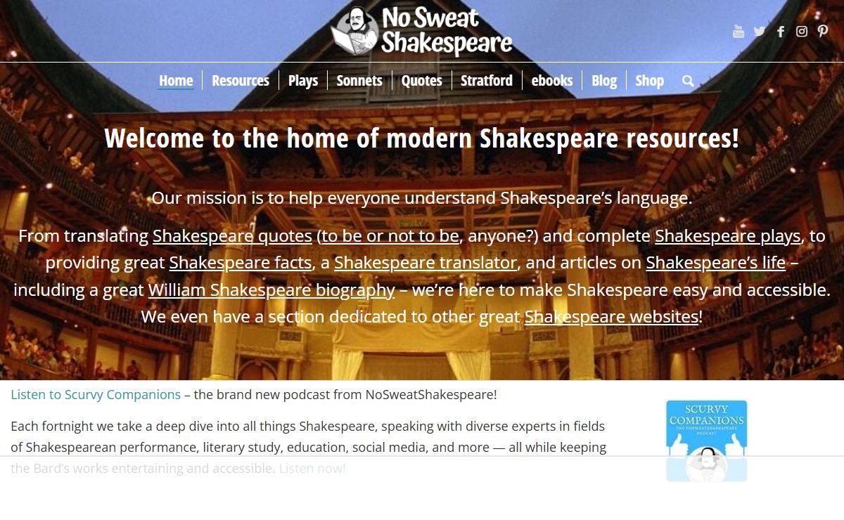 NoSweatShakespeare - Making Shakespeare Easy & Fun✔️