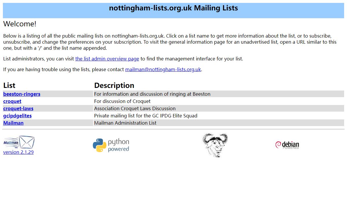 nottingham-lists.org.uk Mailing Lists