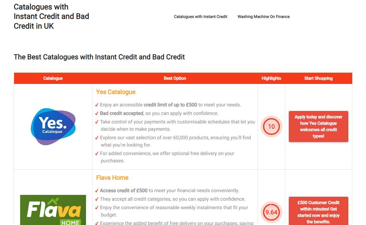 Catalogues with Instant Credit and Bad Credit in UK