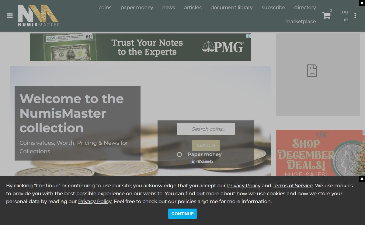 NumisMaster | Collector coin and paper money data and values and numismatic news since 1952.