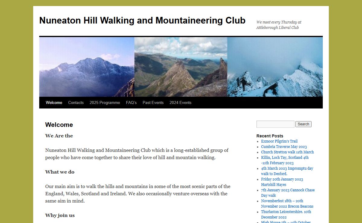 Nuneaton Hill Walking and Mountaineering Club | We meet every Thursday at Attleborough Liberal Club